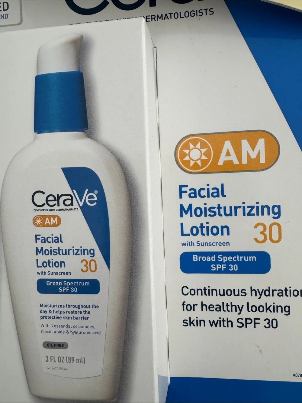 CeraVe AM Facial Moisturizing Lotion SPF 30 with Sunscreen, 3 fl oz/89 ml - NWOT